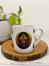 Load image into Gallery viewer, #010 - 18 oz. White speckled mug with Bigfoot heads *see notes