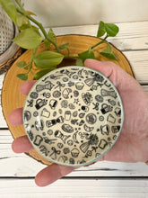 Load image into Gallery viewer, #039 - Coffee and breakfast patterned Ring / trinket dish with aqua rim