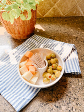 Load image into Gallery viewer, #019 - Small white speckled serving dish with attached tooth pick holder