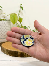Load image into Gallery viewer, #036 - Yellow flower Calming stone with blue rim