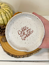 Load image into Gallery viewer, #015 - “Gobble till you wobble” on white speckled Spoon rest
