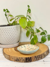 Load image into Gallery viewer, #013 - Floral patterned Ring / trinket dish with light blue coloured rim