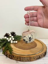 Load image into Gallery viewer, #033 - Mini pottery mug ornament with floral pattern with pink