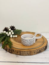 Load image into Gallery viewer, #013 - White speckled Tea light holder with red and green Christmas pattern