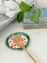 Load image into Gallery viewer, #023 - Cherry patterned Spoon rest with green rim

