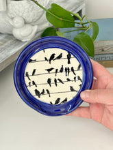 Load image into Gallery viewer, #024 - Birds on a wire patterned Spoon rest with cobalt rim
