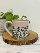 Load image into Gallery viewer, #015 - 16 oz. Peony Patterned mug with pink rim
