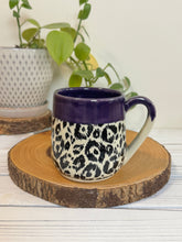 Load image into Gallery viewer, #012 - 16 oz. Leopard patterned mug with purple rim
