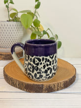 Load image into Gallery viewer, #012 - 16 oz. Leopard patterned mug with purple rim
