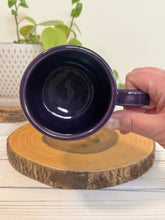 Load image into Gallery viewer, #015 - 16 oz. Blue hydrangea patterned mug with purple rim *see notes
