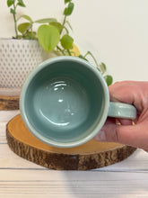 Load image into Gallery viewer, #019 - 16 oz. Amsterdam house patterned mug with aqua rim
