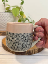 Load image into Gallery viewer, #020 - 14 oz. Patterned mug with pink rim
