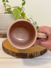 Load image into Gallery viewer, #022 - 16 oz. Doughnut and heart patterned mug with pink rim
