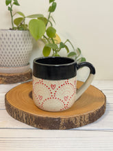 Load image into Gallery viewer, #026 - 14 oz. Heart patterned mug with black rim
