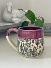 Load image into Gallery viewer, #006 - 14oz. Feather mug with purple rim
