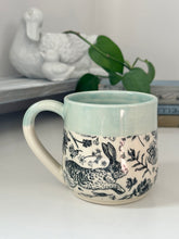 Load image into Gallery viewer, #008 - 14-16 oz. Bunny mug with aqua rim
