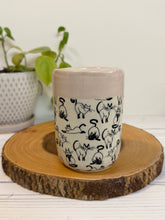 Load image into Gallery viewer, #015 - 12 oz.  Cat patterned Travel sip cup with pink rim
