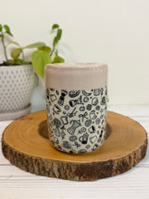 Load image into Gallery viewer, #014 - 12 oz.  Coffee and breakfast patterned Travel sip cup with pink rim
