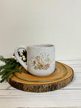 Load image into Gallery viewer, #003 -  16 oz. &quot;Owl with Flora&quot; white speckled mug
