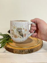 Load image into Gallery viewer, #019 - 16 oz. &quot;Owl with Flora&quot; mug with pink inside
