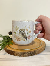 Load image into Gallery viewer, #005 -  16 oz. &quot;Owl with Flora&quot; mug with pink inside
