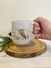 Load image into Gallery viewer, #006 -  16 oz. &quot;Owl with Flora&quot; mug with pink inside
