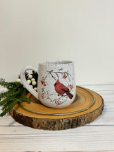 Load image into Gallery viewer, #021 - 14 oz. Cardinal pattern on White speckled mug
