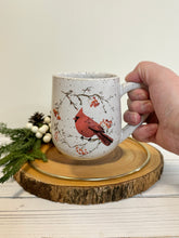 Load image into Gallery viewer, #021 - 14 oz. Cardinal pattern on White speckled mug
