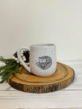 Load image into Gallery viewer, #023 - 14 oz. Fox pattern on White speckled mug
