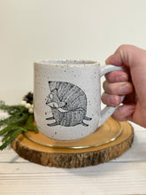 Load image into Gallery viewer, #023 - 14 oz. Fox pattern on White speckled mug
