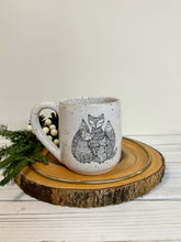 Load image into Gallery viewer, #024 - 14 oz. Fox pattern on White speckled mug
