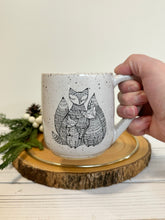 Load image into Gallery viewer, #024 - 14 oz. Fox pattern on White speckled mug
