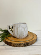 Load image into Gallery viewer, #030 - 16 oz. White speckled carved mug
