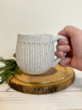 Load image into Gallery viewer, #030 - 16 oz. White speckled carved mug
