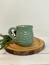 Load image into Gallery viewer, #033 - 16 oz. Green speckled carved mug
