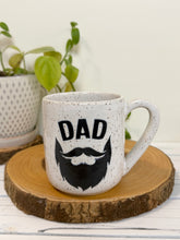 Load image into Gallery viewer, #004 - 16 oz. White speckled mug with dad, beard
