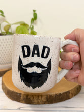 Load image into Gallery viewer, #004 - 16 oz. White speckled mug with dad, beard
