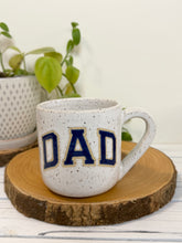 Load image into Gallery viewer, #005 - 16 oz. White speckled mug with blue DAD

