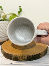 Load image into Gallery viewer, #005 - 16 oz. White speckled mug with blue DAD
