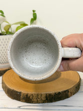 Load image into Gallery viewer, #006 - 16 oz. White speckled mug with black DAD
