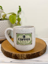 Load image into Gallery viewer, #015 - 16 oz. White speckled mug with vintage coffee graphic #5
