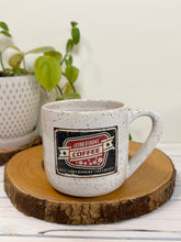 Load image into Gallery viewer, #016 - 16 oz. White speckled mug with vintage coffee graphic #6
