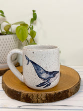 Load image into Gallery viewer, #017 - 14 oz. White speckled mug with whales
