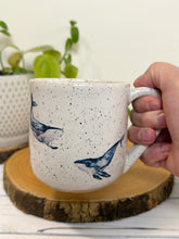 Load image into Gallery viewer, #019 - 16 oz. White speckled mug with whales

