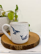 Load image into Gallery viewer, #020 - 16 oz. White speckled mug with whales
