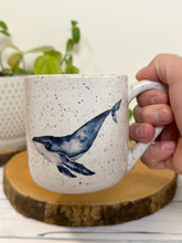 Load image into Gallery viewer, #020 - 16 oz. White speckled mug with whales
