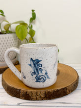 Load image into Gallery viewer, #022 - 16 oz. White speckled mug with whales and shells
