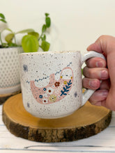 Load image into Gallery viewer, #025 - 16 oz. White speckled mug with sloths
