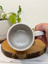 Load image into Gallery viewer, #026 - 16 oz. White speckled mug with snails
