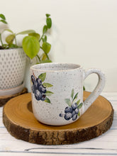 Load image into Gallery viewer, #027 - 14 oz. White speckled mug with blueberries
